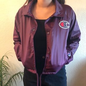 Champion burgundy/purple cropped windbreaker